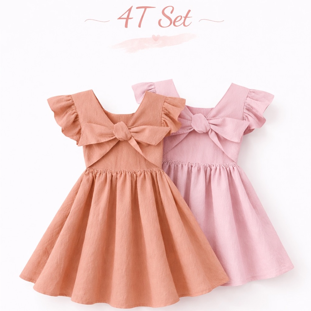 Charming Pink and Peach Kids Dress Set